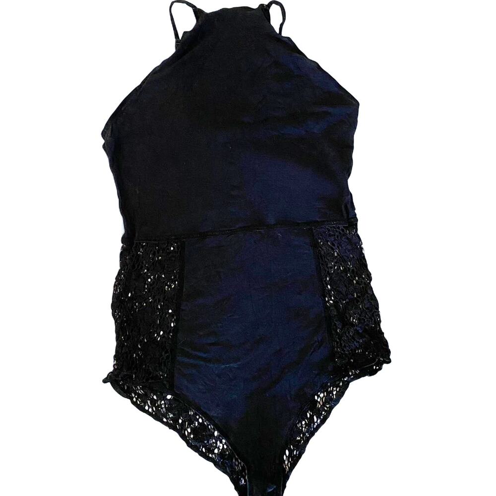Free people black lace bodysuit with adjustable straps